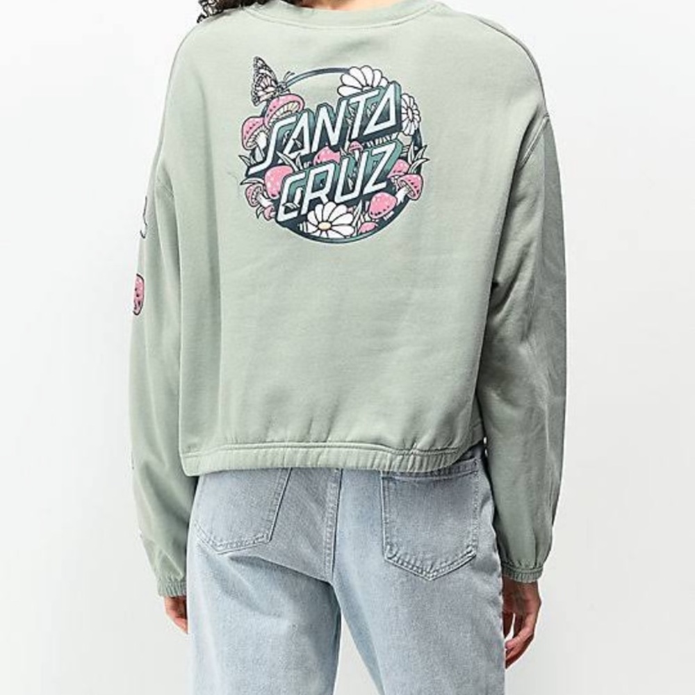 Santa Cruz Monarch Mushroom Sage Cropped Sweater